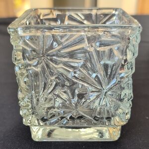 Vintage Avon cut crystal square votive candle holder